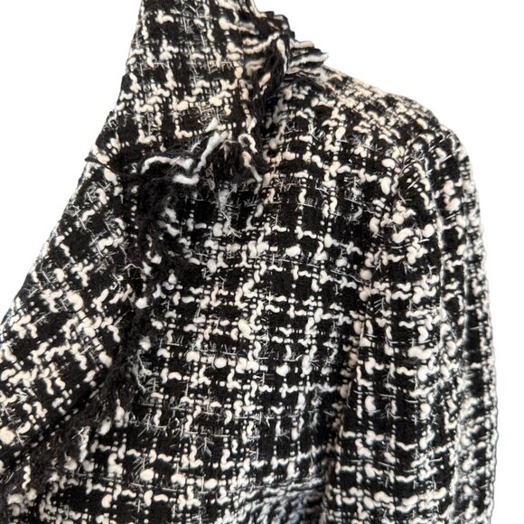 NWT Sans Souci Black & White Tweed Double-Breasted Coat with Pearl Buttons - Picture 2 of 8